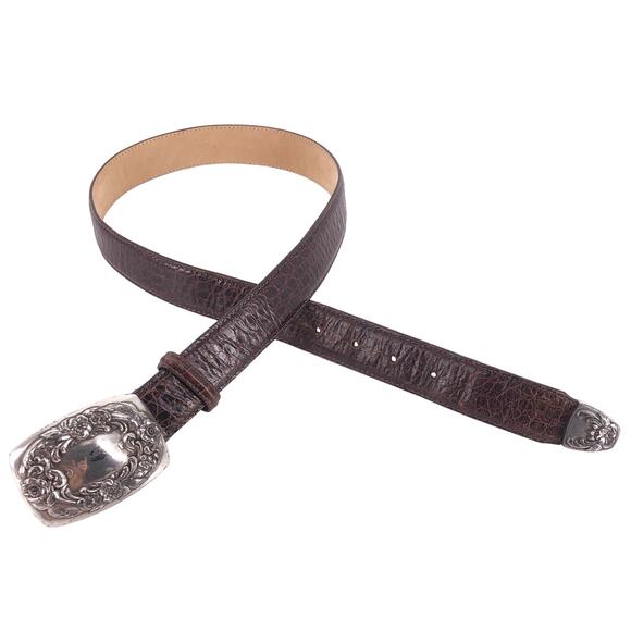 90s Brighton brown leather belt 1990s vintage - Picture 1 of 5